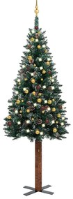 Úzky vianočný stromček s LED a sadou gulí zelený 210 cm 3077817