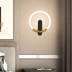 Toolight Toolight, LED nástenné svietidlo 25x29cm, 7W, 3000K, LHJ068-W C, čierna-zlatá matná, OSW-60036