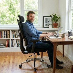 Kancelárska ergonomická stolička Neoseat ROBIN — čierna, nosnosť 150 kg