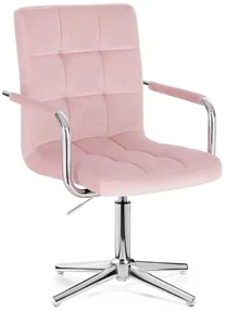 LuxuryForm DESIGN Stolička VERONA VELUR na striebornom kríži - ružová