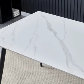 Jedálenský stôl 160 x 90 cm, biely mramor