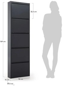 Antracitovosivý kovový výklopný botník Rox - Kave Home