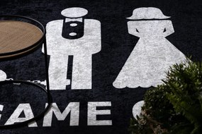 Dywany Łuszczów, Kusový koberec Bambino 2104 Game Over black, 160x220, čiernobiela, chodba / predsieň