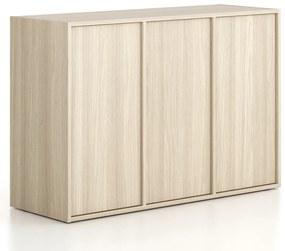 Kancelárska skriňa FRAME, nízka, 3 dvere, 1299 x 450 x 881 mm, PUSH-lock, dub prírodný