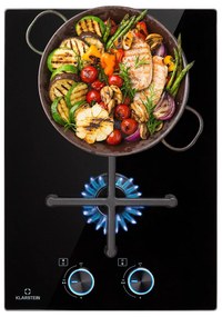 Klarstein Illuminosa Domino, plynová varná doska, 2 Sabaf horáky, sklokeramika