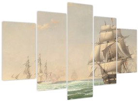 Obraz - Fitz Henry Lane, The United States Frigate President Engaging the British Squadron, reprodukcia (150x105 cm)