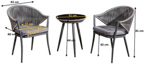 ZÁHRADNÝ / BALKONOVÝ SET BREVE ŠEDÝ 2 x KRESLO + STOLÍK
