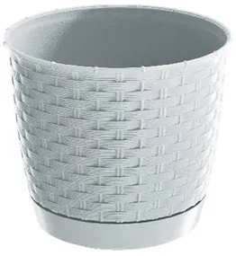 květináč RATOLLA ROUND 22 v.19,5cm,4,2l,BÍ (S449) s miskou, 22 cm