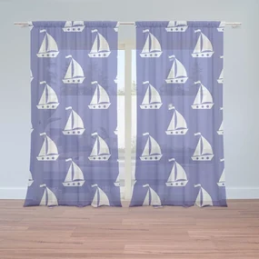 Sablio Záclony Biele lode: 2ks 150x250cm