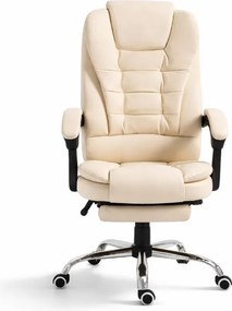 Kancelárske kreslo BOSS s podnožkou - krémová ekokoža