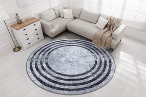 Koberec MIRO 51231.806 línie, sivý / čierny kruh