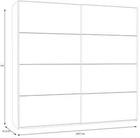 Šatníková skriňa KARO 220x210 cm biela/dub artisan