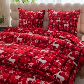 Mikroplyšové obliečky VELVET CHRISTMAS červené Rozmer obliečky: 2 ks 70 x 90 cm | 200 x 220 cm