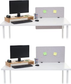 Akustický panel na stôl HWC-G75 - dvojstenná látka/textil - 60x75cm - sivá