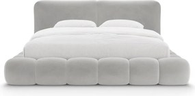 Sivá čalúnená dvojlôžková posteľ s úložným priestorom s roštom 160x200 cm Solange – Micadoni