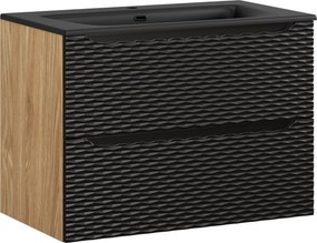 Comad Kúpeľňová skrinka s keramickým umývadlom Ocean Black 80 cm - čierna mat