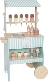 Jabadabado Drevený zmrzlinový vozík hračka pre deti – modro-biely, mobilný, s príslušenstvom (FSC)