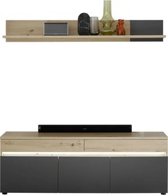 TV skříňka s policí Lille, dub artisan/antracit, s osvětlením