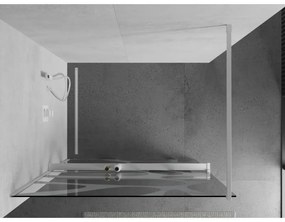 Mexen Kioto+, sprchová zástena Walk-In s poličkou a vešiakom 70 x 200 cm, 8mm číre sklo biely vzor, biely profil, 800-070-121-20-97