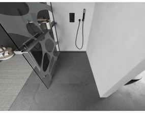 Mexen Kioto+ L, sprchová zástena Walk-In s poličkou a vešiakom 70 x 200 cm, 8mm číre sklo biely vzor, grafitový profil, 800-070-123-95-97