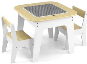 Detský stôl Olaf Blocks biely s dvoma stoličkami