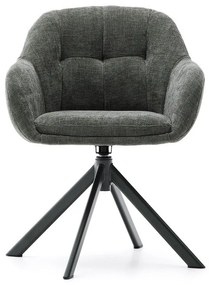 Tmavozelené čalúnené jedálenské kreslo s podrúčkami Dorina – Kave Home