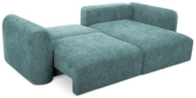 Modrá ženilková rozkladacia/s úložným priestorom rohová pohovka (pravý roh/s leňoškou) Mele – Makamii