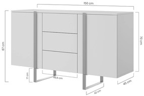 Dvojdverová komoda Verica 150 cm so zásuvkami - dub biszkoptový / čierne nohy