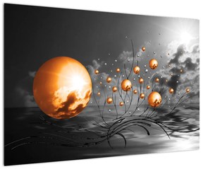 Obraz oranžových abstraktných gulí (90x60 cm)