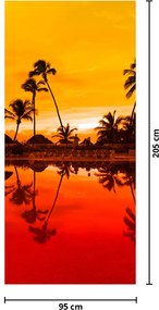 Fototapeta na dvere - Západ slnka nad rezortom (95x205cm)