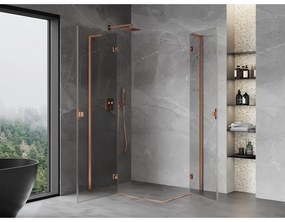 Mexen Mist-H L Duo, 2-krídlový sprchový kút 105 x 70 cm, číre sklo, medený matný profil, 8A5L-105L-070P-65-00