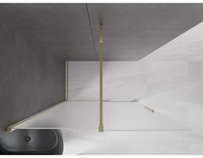 Mexen Velar, sprchová zástena s posuvnými dverami Walk-in 150 x 200 cm, 8mm sklo námraza, zlatá lesklá, 871-150-000-33-50