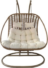 Dvoumístné závěsné houpací křeslo June béžové/krémové