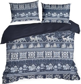 VIANOČNÉ FLANELOVÉ OBLIEČKY FJORD 160X200 CM, 2 KS 70X80 CM VZOROVANÉ