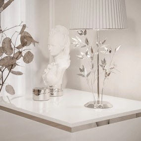 NOČNÝ STOLÍK NESSIE BIELY LESK + STRIEBORNÝ PODSTAVEC