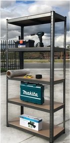 Regál 200x120x40 cm lakovaný 5-policový, nosnosť 600 kg - ČIERNÝ