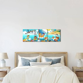 Obraz - Deň na pláži (s hodinami) (90x30 cm)