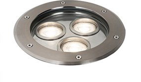 Sada 3 moderných zemných bodových svetiel oceľ 3-svetlá IP65 - Tribus