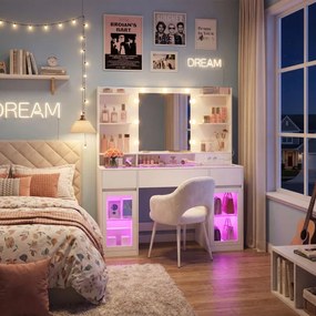 Toaletný stolík so zrkadlom a RGB LED osvetlením RDTB35145WB01