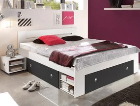 Posteľ s nočnými stolikmi Stefan 140x200 cm, biela/grafit