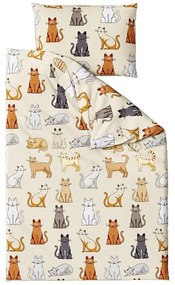 Bavlnené obliečky COLORED CATS krémové Rozmer obliečky: 2 ks 70 x 90 cm | 200 x 220 cm