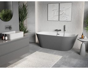 Mexen Oris, voľne stojaca ryhovaná vaňa 170 x 80 cm, biela-šedá, grafitový prepad, 52871708062-95