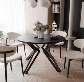 Okrúhly rozkladací jedálenský stôl KODY 100-120cm čierna matná