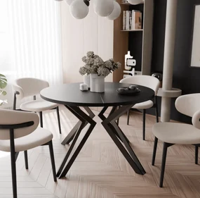 Okrúhly rozkladací jedálenský stôl KODY 100-120cm čierna matná