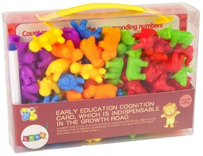 LEAN TOYS Vzdelávacia hračka triedenie a počítanie – zvieratká 60 prvkov