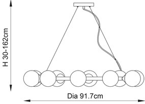 Endon 106008 - Luster na lanku OTIS 10xG9/3W/230V zlatý
