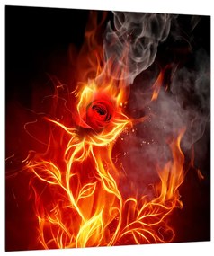 Obraz ruže v ohni (30x30 cm)