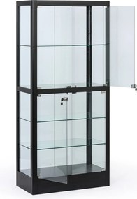 Presklená vitrína, 1800 × 800 × 400 mm, čiernam zmontovaná