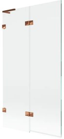 Mexen Lunar L, 2-krídlová vaňová zástena ľavá 100 x 150 cm, číre sklo, ružové zlato, 897L-100-100-60-00-L