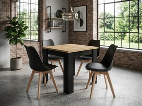 Jedálenský set 1 + 4, stôl MADO ARTISAN 80x80 + stoličky BALI MARK čierne